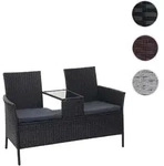 Poly-Rattan Sitzbank mit Tisch HWC-E24, Gartenbank Sitzgruppe Gartensofa, 132cm ~