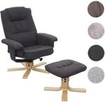 Mendler Relaxsessel M56, Fernsehsessel TV-Sessel mit Hocker, Stoff/Textil,