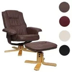 Relaxsessel M56, Fernsehsessel TV-Sessel mit Hocker Ottomane, Kunstleder Eukalyptus