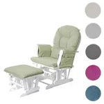 Relaxsessel HWC-C76, Schaukelstuhl Sessel Schwingstuhl mit Hocker ~...