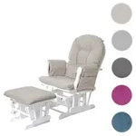 Relaxsessel HWC-C76, Schaukelstuhl Sessel Schwingstuhl mit Hocker ~ Stoff/Textil,