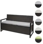 Poly-Rattan 3er Sitzbank HWC-F39, Gartenbank Truhenbank, Staufach Aufbewahrung