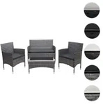 Poly-Rattan Garnitur HWC-F55, Balkon-/Garten-/Lounge-Set Sofa Sitzgruppe ~ grau,