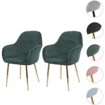 2er-Set Esszimmerstuhl HWC-F18, Stuhl K&uuml;chenstuhl, Retro Design ~ Samt gr&uuml;n,