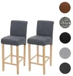 2er-Set Barhocker HWC-C33, Barstuhl Tresenhocker, Holz ~ dunkelgrau, helle...