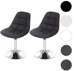 2er-Set Esszimmerstuhl HWC-A60, Stuhl Drehstuhl, Chrom ~ Kunstleder braun