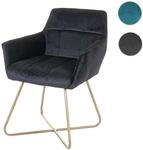 Mendler Esszimmerstuhl HWC-F37, Stuhl K&uuml;chenstuhl, Retro Design Samt goldene F&uuml;&szlig;e
