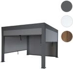 Mendler Pergola HWC-L46 mit Seitenwand, Gartenpavillon Lamellen-Pavillon Rollo,
