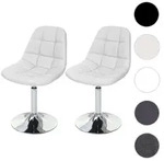 2er-Set Esszimmerstuhl HWC-A60, Stuhl Drehstuhl, Chrom ~ Kunstleder wei&szlig;