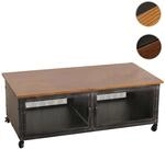 Mendler Couchtisch HWC-N28, Sofatisch, Rollen 2 F&auml;cher, 3D-Struktur Industrial...