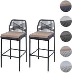 Mendler 2er-Set Rope-Barhocker HWC-O21, Outdoor Sitzpolster Seilgeflecht Metall...