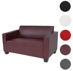 Modular 2-Sitzer Sofa Couch Lyon, Kunstleder ~ rot-braun