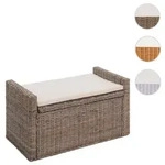 Aufbewahrungstruhe M92, Truhe Sitzbank Garderobenbank, Kissen Kubu Rattan 88cm ~