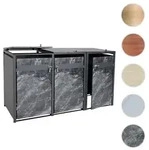3er M&uuml;lltonnenverkleidung HWC-J82, M&uuml;lltonnenbox, erweiterbar, Metall 80kg,