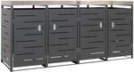 Mendler 4er-M&uuml;lltonnenverkleidung HWC-H40, M&uuml;lltonnenbox, Pflanzkasten