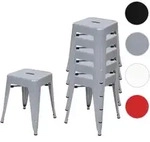 6er-Set Hocker HWC-A73, Metallhocker Sitzhocker, Metall Industriedesign...
