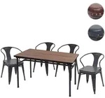 Esszimmer-Set HWC-H10, 4x Esszimmerstuhl Esszimmertisch, Ulme Holz MVG...