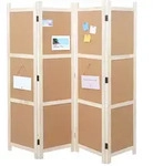 Paravent HWC-G52, Raumteiler Trennwand Sichtschutz, Pinnwand Kork ~ braun, 4...