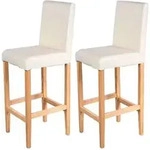 2er-Set Barhocker Vicenza, Barstuhl Tresenhocker, Holz+LEDER ~ creme, helle...