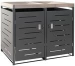 Mendler 2er-M&uuml;lltonnenverkleidung HWC-H40, M&uuml;lltonnenbox, Pflanzkasten