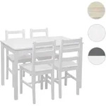 Esszimmer-Set HWC-F77, Sitzgruppe Esszimmergruppe, Massiv-Holz Landhaus 110cm ~ wei&szlig;