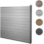 WPC-Sichtschutz Sarthe, Windschutz Zaun, WPC-Pfosten ~ Erweiterungselement,...