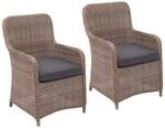 Mendler 2er-Set Poly-Rattan Stuhl HWC-E98, Rattanstuhl Gartenstuhl Korbsessel,...