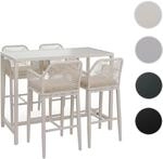 Mendler Set Bartisch + 4x Barhocker HWC-P91, Barstuhl Stehtisch, Outdoor Sitzpolster