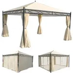 Mendler Pergola Cadiz, Garten Pavillon, stabiles 7cm-Gestell mit Seitenwand +