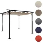 Pergola HWC-C42, Garten Pavillon, stabiles 6cm-Gestell + Schiebedach ~ 3,5x3,5m...