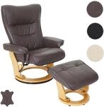 Robas Lund MCA Relaxsessel Montreal, Fernsehsessel Hocker, Echtleder 130kg belastbar