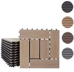 WPC Bodenfliese Rhone, Holzoptik Balkon/Terrasse, 11x je 30x30cm = 1qm ~ Basis, teak