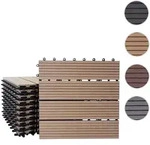 WPC Bodenfliese Rhone, Holzoptik Balkon/Terrasse, 11x je 30x30cm = 1qm ~ Basis, teak