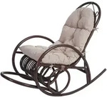Schaukelstuhl HWC-C40, Schwingsessel Rattansessel, braun ~ Auflage creme