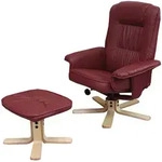 Relaxsessel M56, Fernsehsessel TV-Sessel mit Hocker Ottomane, Kunstleder Eukalyptus