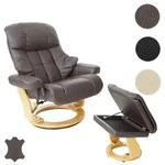 MCA Relaxsessel Calgary XXL, TV-Sessel Hocker, Echtleder 180kg belastbar ~ braun,