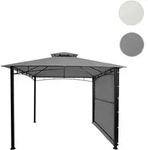 Pergola HWC-F94, Garten Pavillon, Stahl bewegliche Seitenwand 2,5x2,5m ~ grau