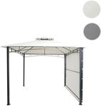 Mendler Pergola HWC-F94, Garten Pavillon, Stahl bewegliche Seitenwand 2,5x2,5m ~