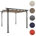 Pergola HWC-C42, Garten Pavillon, stabiles 6cm-Gestell + Schiebedach ~ 3,5x3,5m