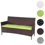 3-Sitzer Poly-Rattan Gartenbank Halden, Sitzbank ~ braun-meliert, Kissen gr&uuml;n