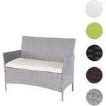 Poly-Rattan Gartenbank Halden, Sitzbank Bank ~ grau, Kissen creme