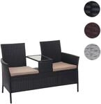 Mendler Poly-Rattan Sitzbank mit Tisch HWC-E24, Gartenbank Sitzgruppe...