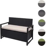 Poly-Rattan 2er Sitzbank HWC-F39, Gartenbank Truhenbank, Staufach Aufbewahrung