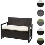 Poly-Rattan 2er Sitzbank HWC-F39, Gartenbank Truhenbank, Staufach Aufbewahrung
