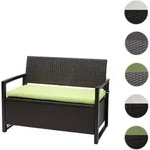 Poly-Rattan 2er Sitzbank HWC-F39, Gartenbank Truhenbank, Staufach Aufbewahrung