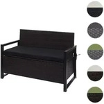 Poly-Rattan 2er Sitzbank HWC-F39, Gartenbank Truhenbank, Staufach Aufbewahrung