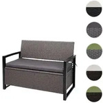 Poly-Rattan 2er Sitzbank HWC-F39, Gartenbank Truhenbank, Staufach Aufbewahrung
