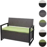 Poly-Rattan 2er Sitzbank HWC-F39, Gartenbank Truhenbank, Staufach Aufbewahrung