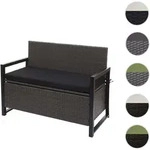 Poly-Rattan 2er Sitzbank HWC-F39, Gartenbank Truhenbank, Staufach Aufbewahrung