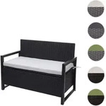 Poly-Rattan 2er Sitzbank HWC-F39, Gartenbank Truhenbank, Staufach Aufbewahrung